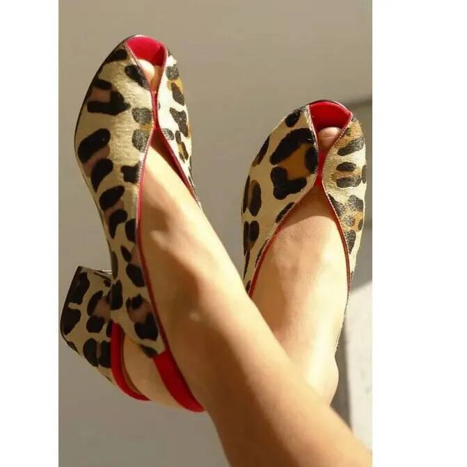 Men'S Shoes With Toes - Leopard Print Peep Toe Slingback Women's