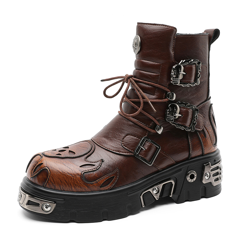 Men'S Shoes Increase Height - Punk Style Retro Cool Skull Flame