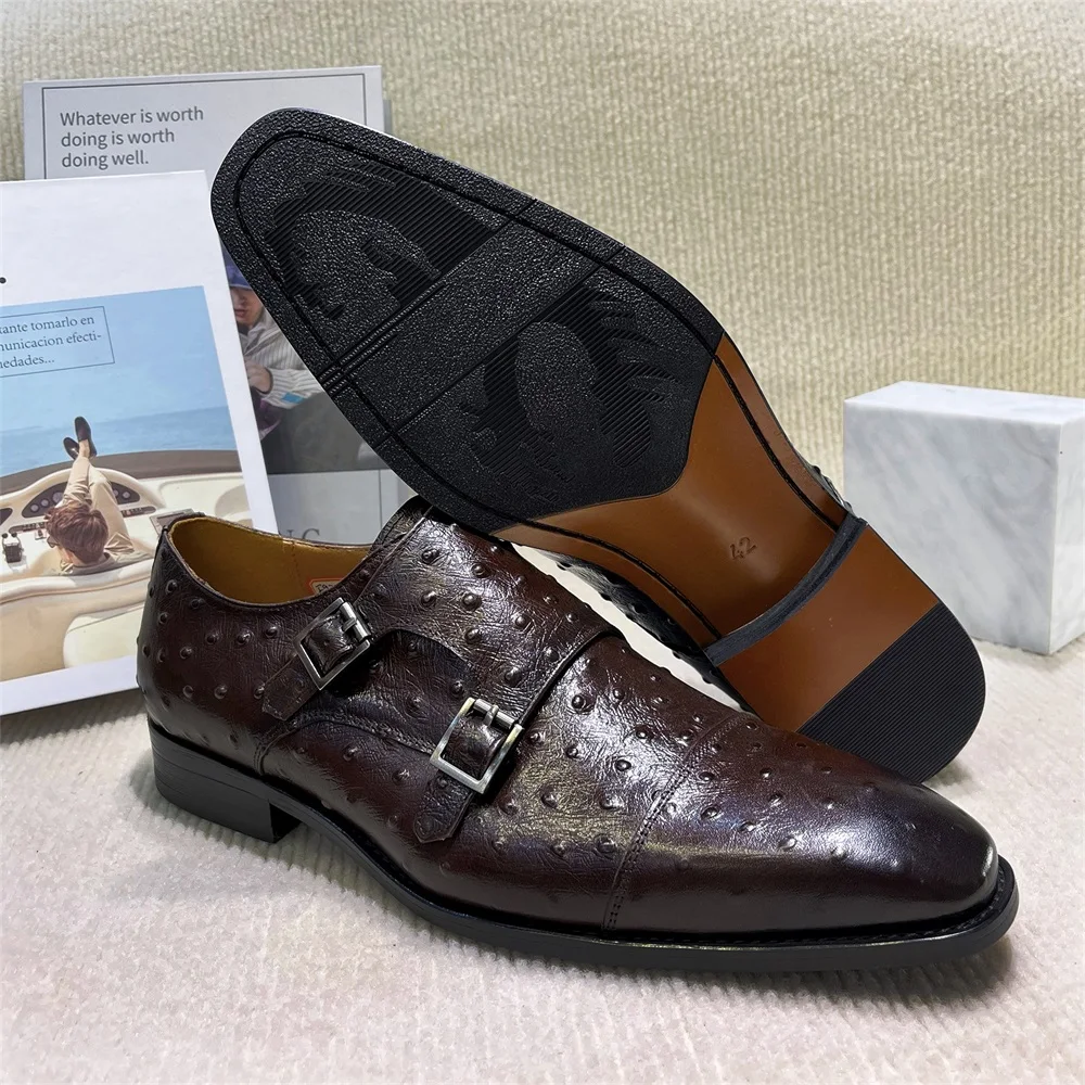 Monk Strap Shoe - Men's Pointed Python Pattern Genuine Leather