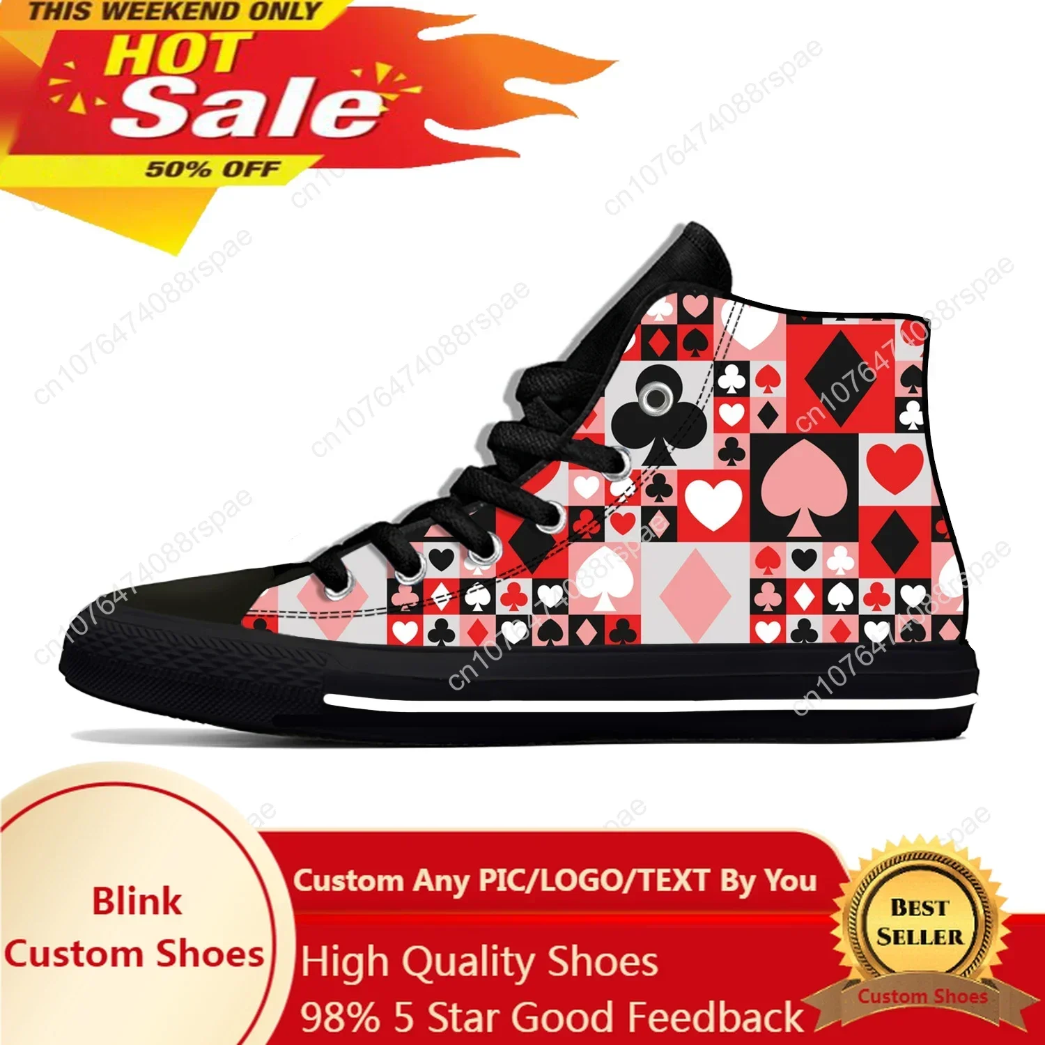 Canvas Sneaker High - Summer Playing Card Symbol Poker Casino