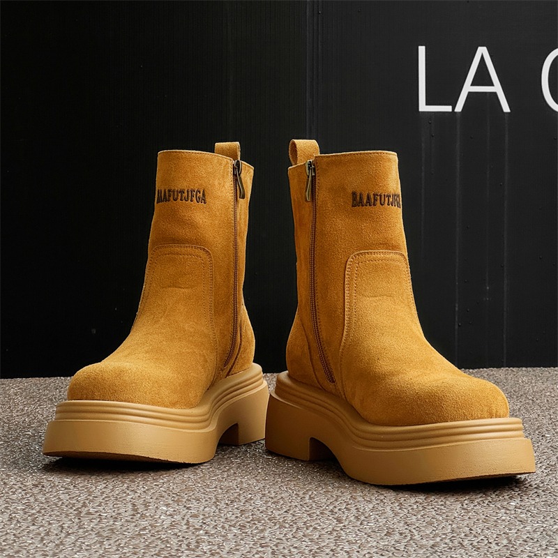 Men'S Shoes Increase Height - Winter Europe America Retro Thick Bottom