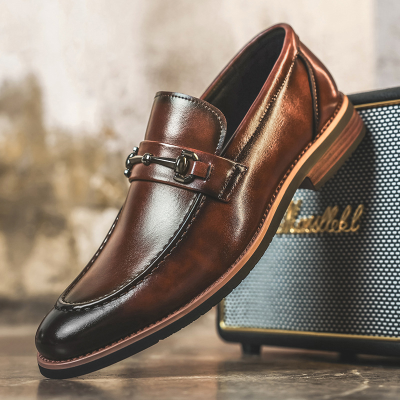 Monk Strap Shoe - Men Dark Green Patent Velvet Spliced
