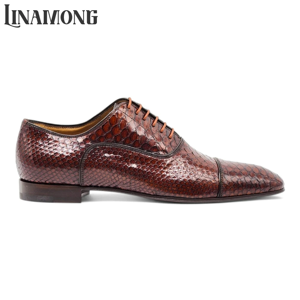 Brown Faux Python Leather Oxfo - Men'S Shoes Limited Edition recension och pris