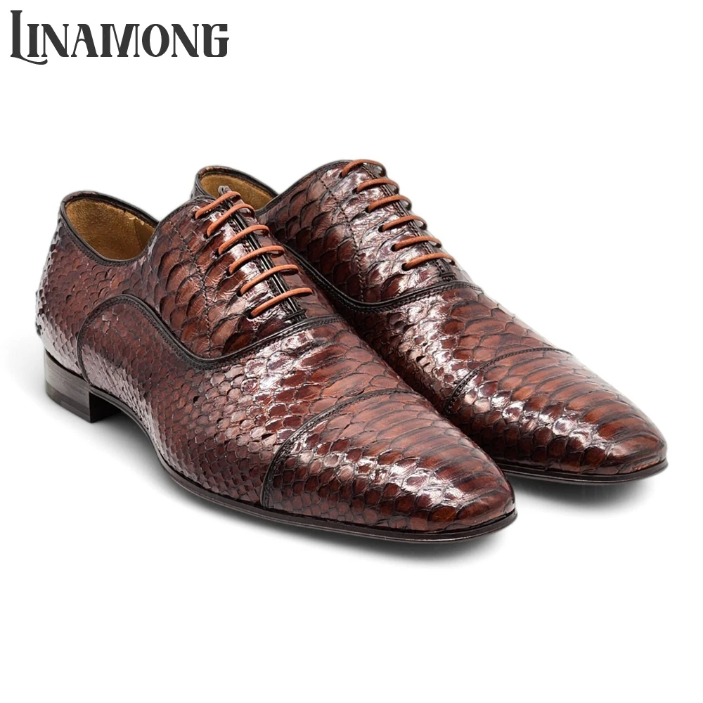 Brown Faux Python Leather Oxfo - Men'S Shoes Limited Edition recension och pris