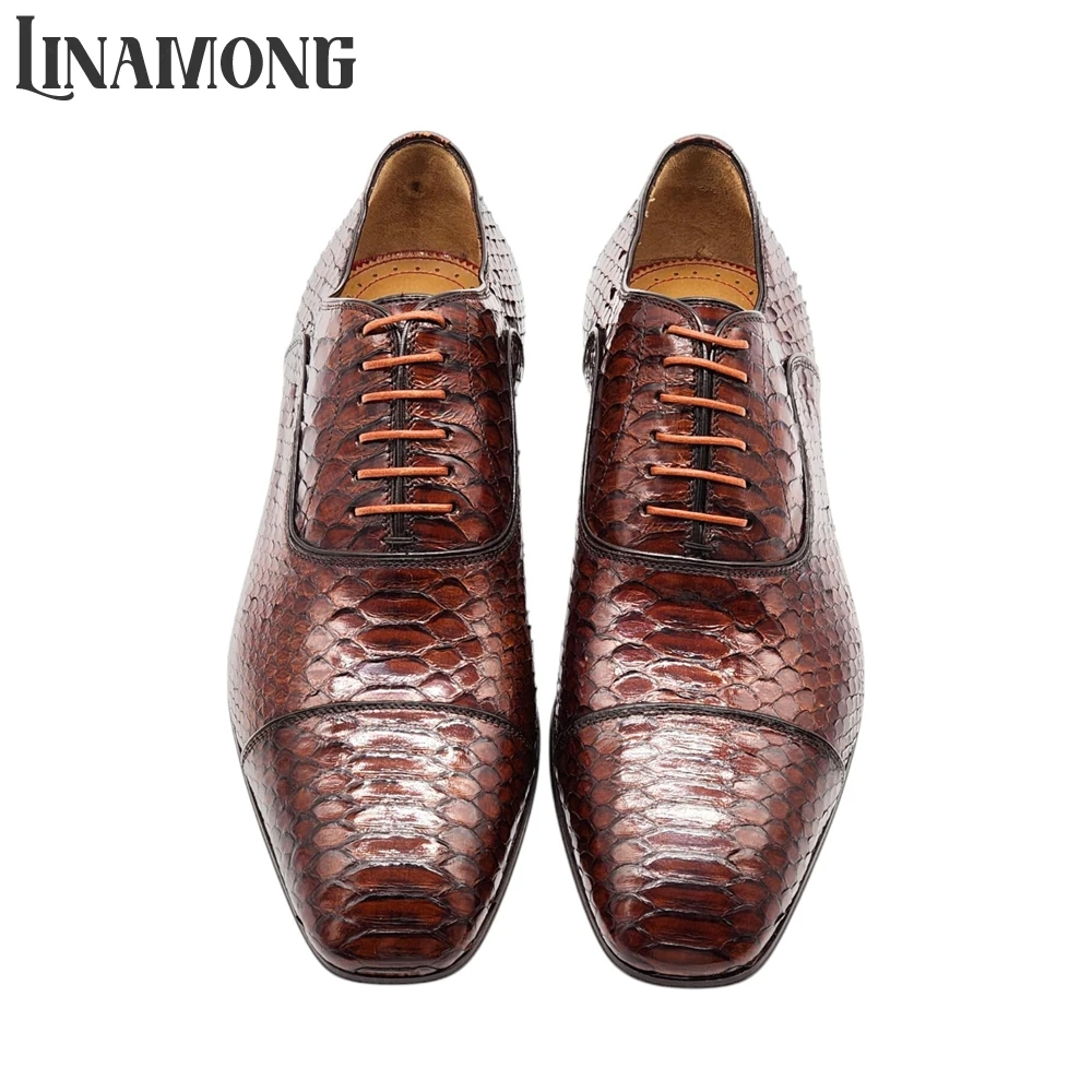 Brown Faux Python Leather Oxfo - Men'S Shoes Limited Edition recension och pris