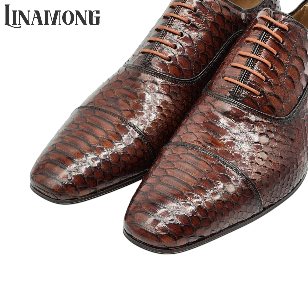 Brown Faux Python Leather Oxfo - Men'S Shoes Limited Edition recension och pris