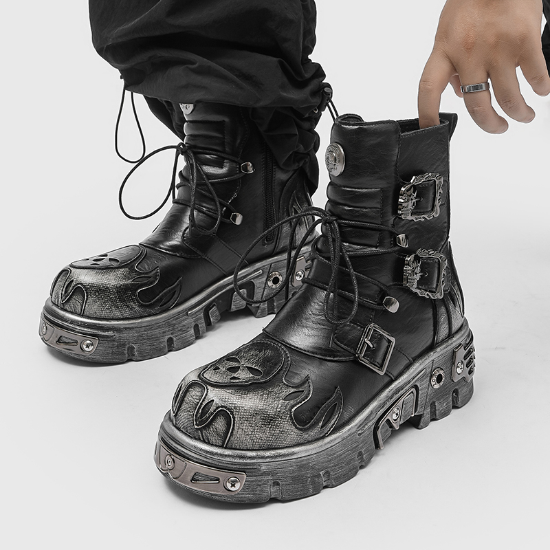 Punk Style Retro Cool Skull Fl - Men'S Shoes Increase Height recension och pris
