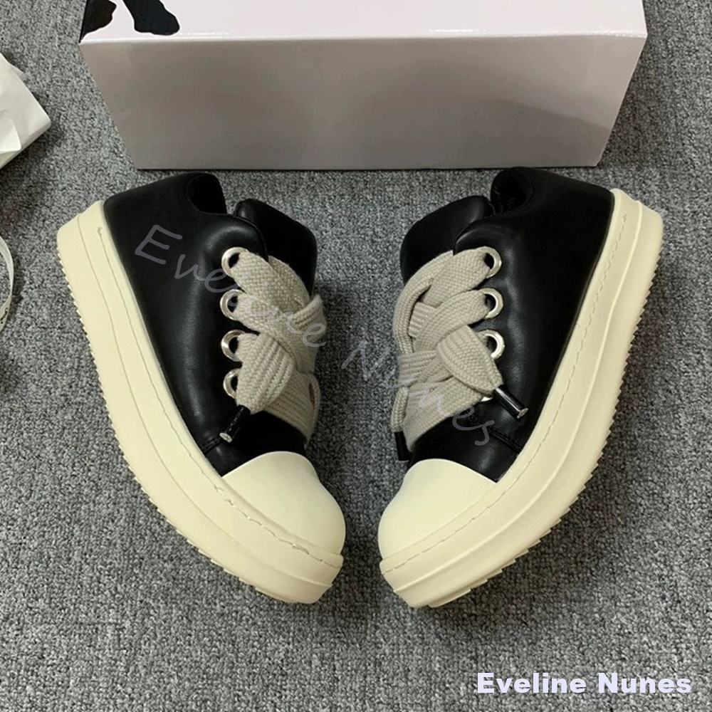 Unisex Black Leather Platform  - Canvas Sneaker High recension och pris