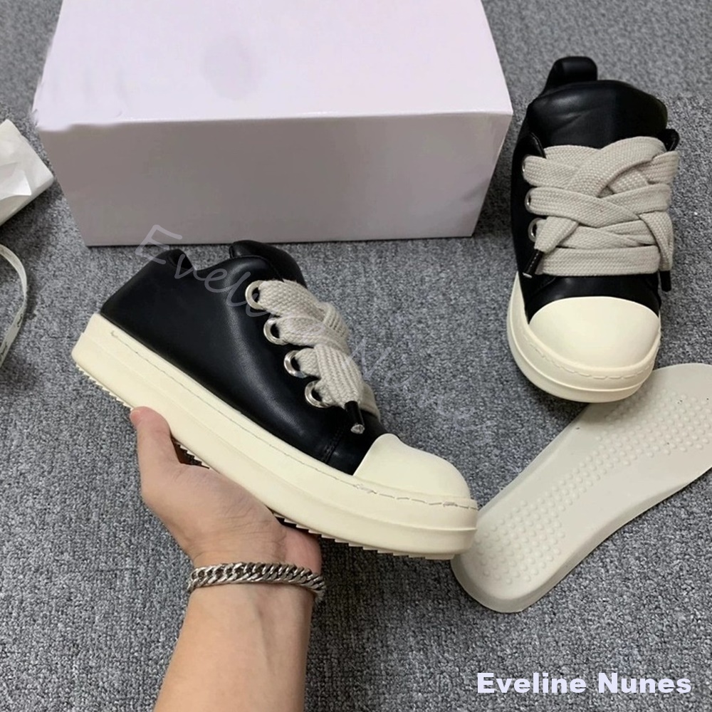Unisex Black Leather Platform  - Canvas Sneaker High recension och pris
