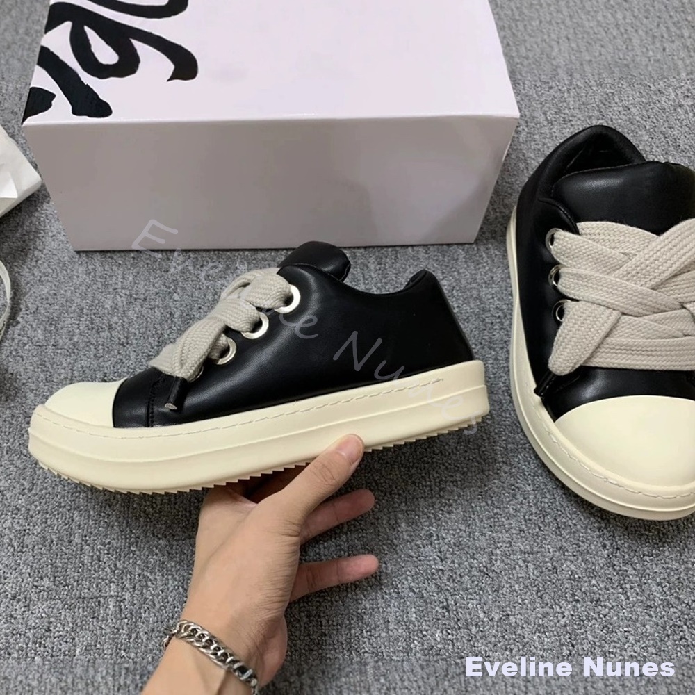 Unisex Black Leather Platform  - Canvas Sneaker High recension och pris